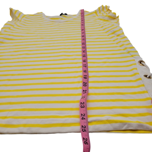 Lauren Ralph Lauren Striped Cotton Flutter-Sleeve T-Shirt Womens‎ Sz L - Picture 5 of 13